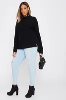 Plus Brushed Mock Neck High-Low Sweater
