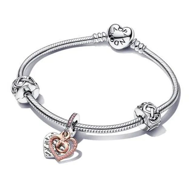 Pandora Moments Heart T-Bar Bracelet and Radiant Heart Charm Set