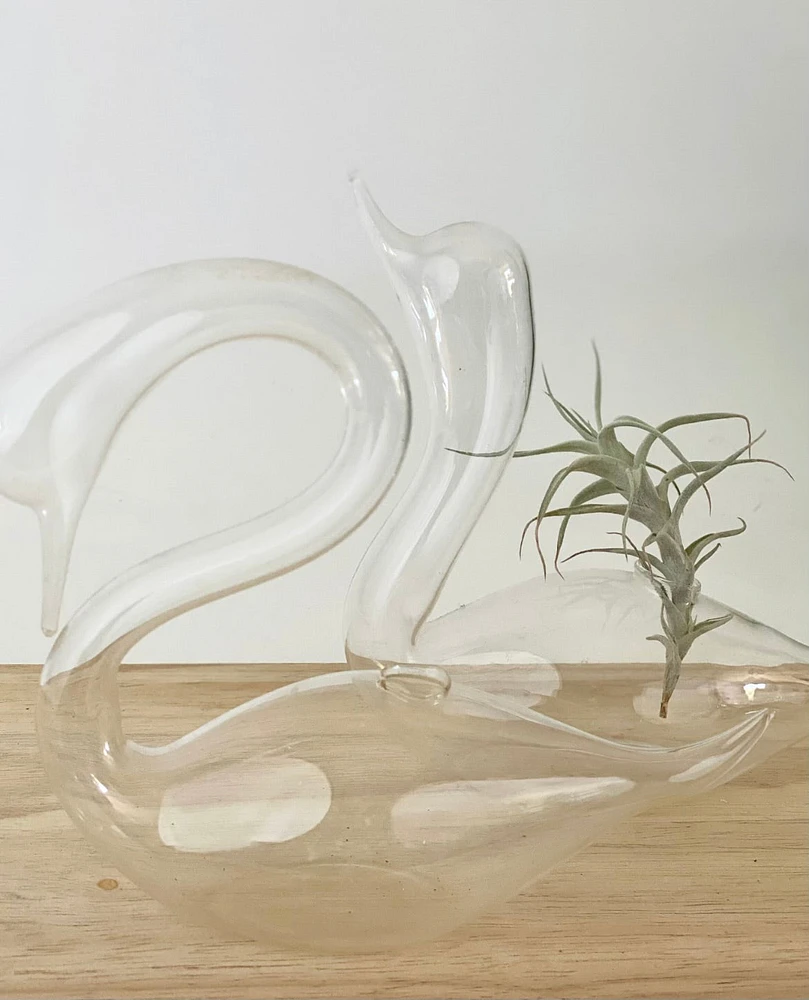 Glass Swan Vase