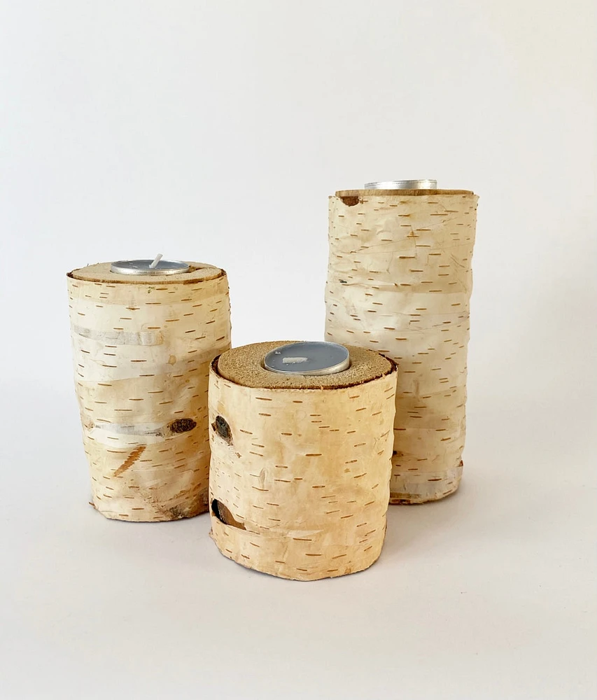 S/3 Birch T-Light Holders