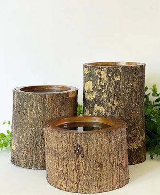 S/3 Stumped Pillar Candle Holders