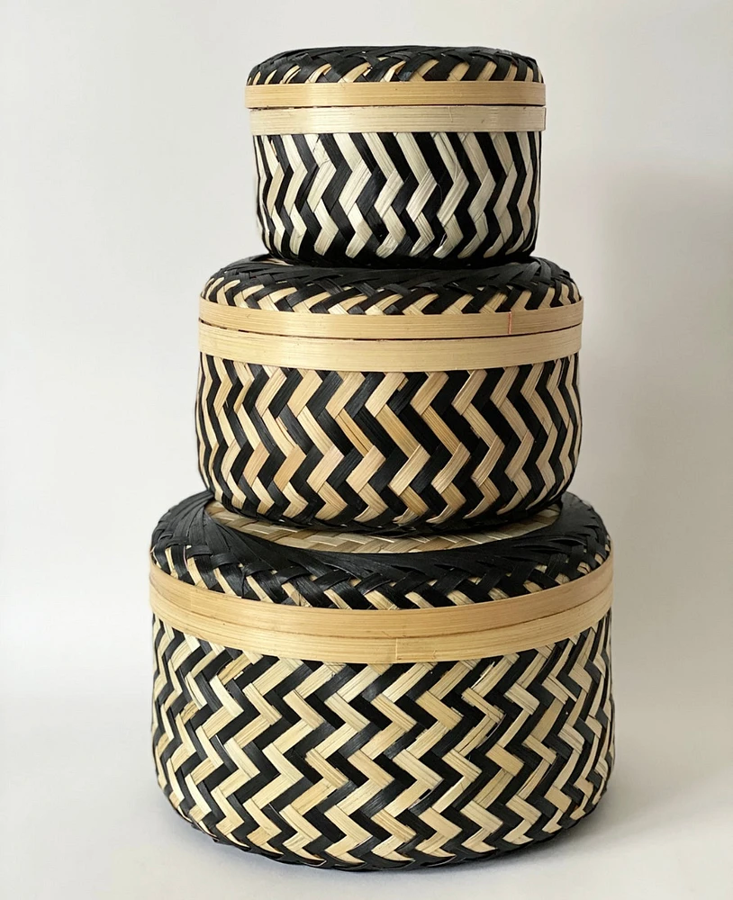 S/3 Debs Bamboo Basket with Lids