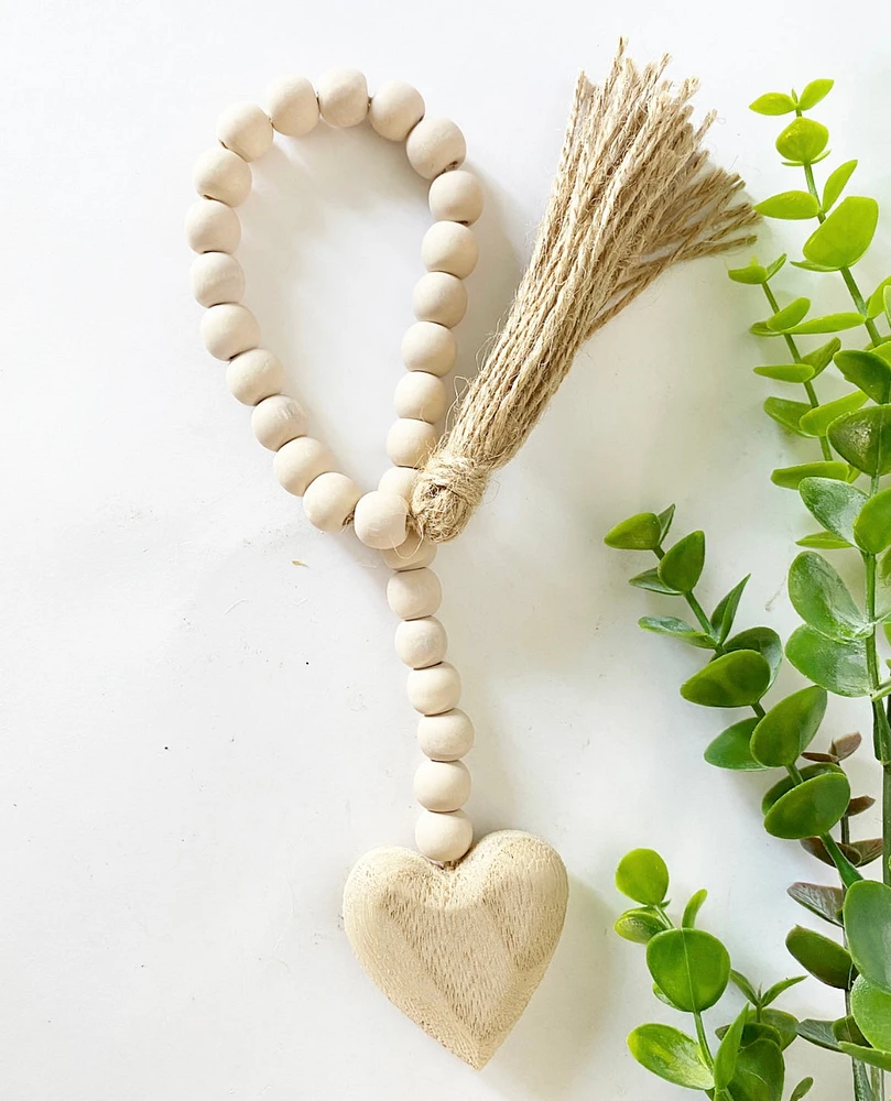 Natural Beads with Wooden Heart