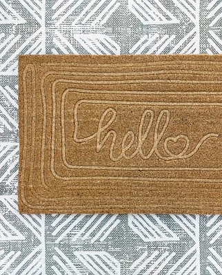 Hello Engraved Coir Door Mat