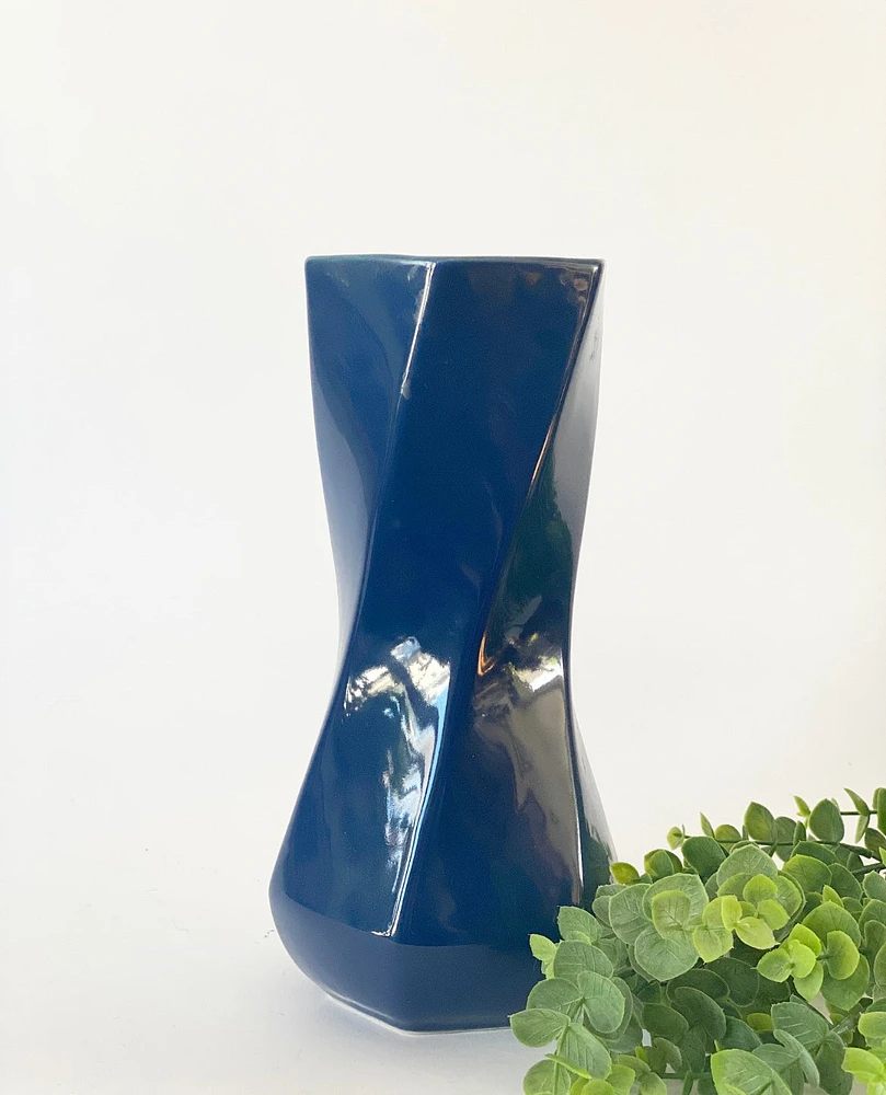 Twisted Navy Vase