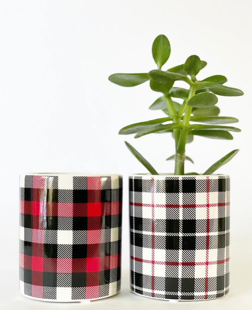 S/2 Plaid Plant Pots