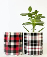 S/2 Plaid Plant Pots