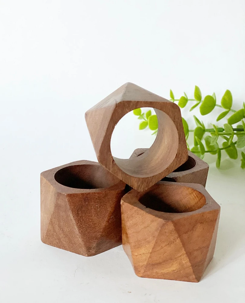 S/4 Teak Napkin Rings