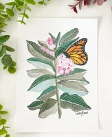 Monarch Butterfly & Milkweed Art Print