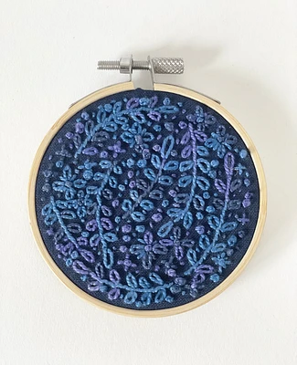 Navy Flowers Hoop Art