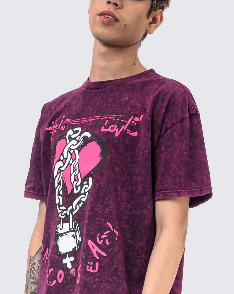 Playeras Love Shackle Oversized Rosa