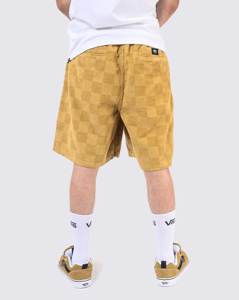 Shorts Range Checkbrd Cord Loose Look Café