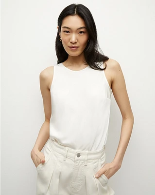 Sabrina Crepe Tank in Off-White | Veronica Beard