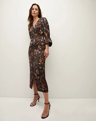 Terina Floral Stretch-Silk Dress | Veronica Beard