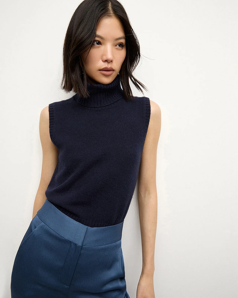 Mazzy Cashmere Turtleneck in Navy | Veronica Beard