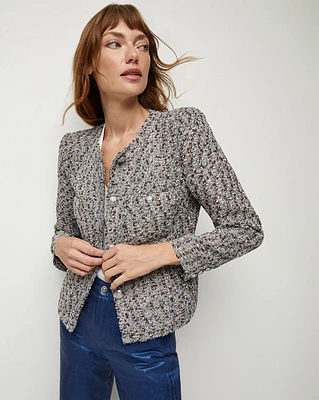 Ferazia Silver Metallic Tweed Jacket | Veronica Beard