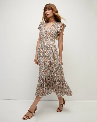 Dolci Deep-V Floral Midi Dress | Veronica Beard