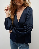 Valentin Stretch-Silk V-Neck Top | Veronica Beard