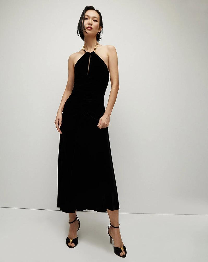 Josette Velvet Maxi Halter Dress | Veronica Beard