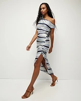 Kadie Silk One-Shoulder Striped Dress | Veronica Beard