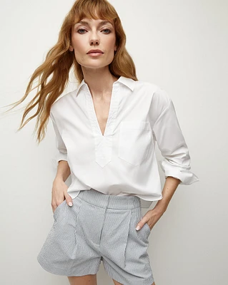 Khai Poplin Top in White | Veronica Beard