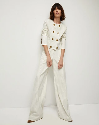 Heyser High-Waist Pinstripe Wide-Leg Pant | Veronica Beard