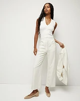 Dova Ecru Cropped Pinstripe Pant | Veronica Beard