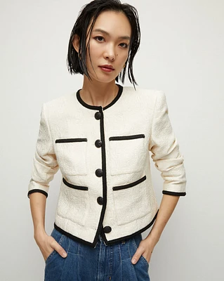 Darla Contrast-Piping Jacquard Jacket | Veronica Beard