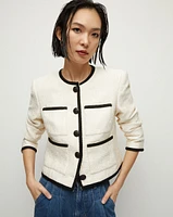 Darla Contrast-Piping Jacquard Jacket | Veronica Beard