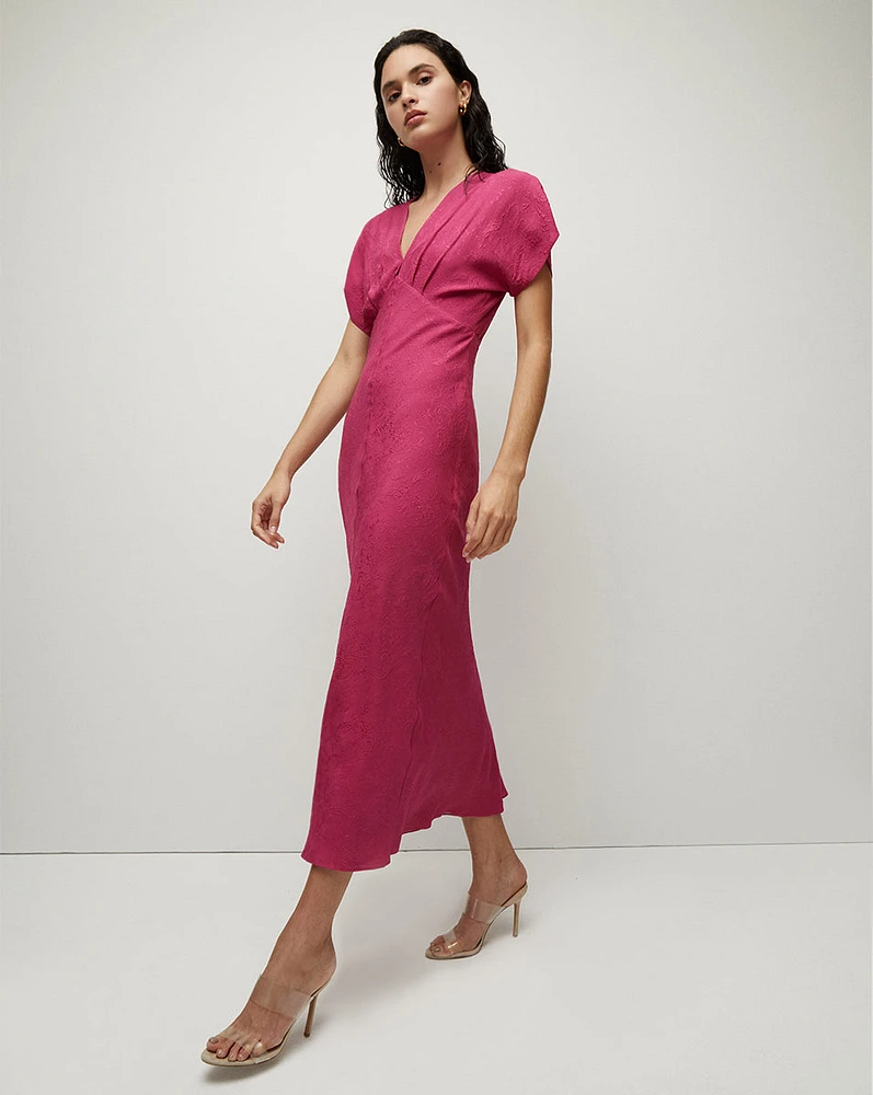 Seymour Wildberry Silk V-Neck Dress | Veronica Beard