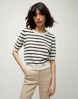 Shana Black/White Striped Cashmere Sweater | Veronica Beard