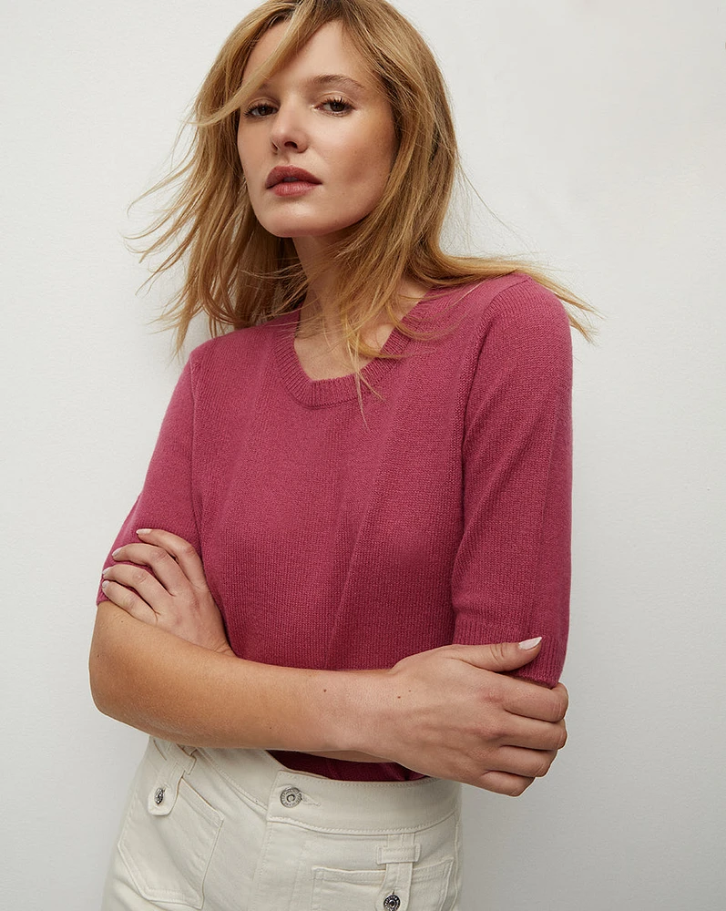 Shana Raspberry Cashmere Crewneck Sweater | Veronica Beard