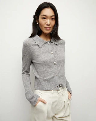 Cheshire Cashmere Cardigan in Heather Grey | Veronica Beard