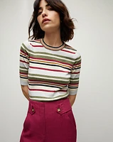 Kavya Multicolor Striped Ribbed Sweater | Veronica Beard