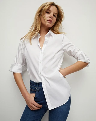 Amelia Button-Down Shirt in White | Veronica Beard