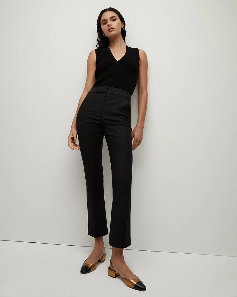 Tani High-Rise Black Crop Pant | Veronica Beard