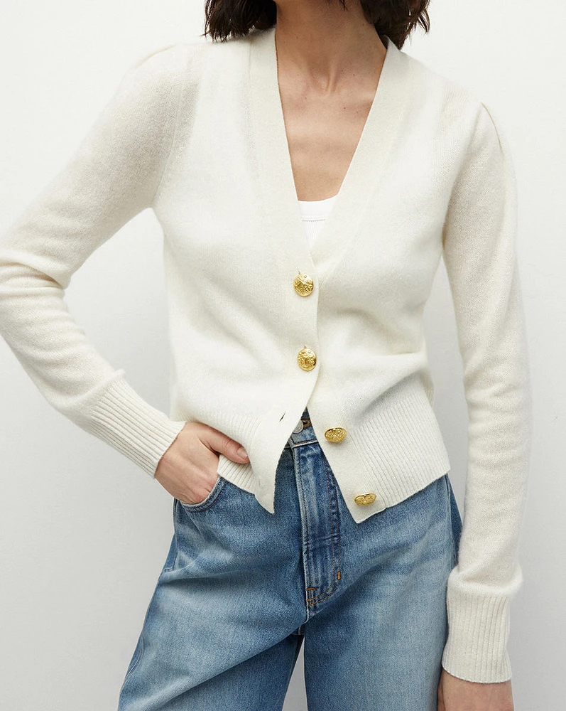 Solene Cashmere Cardigan in Ivory | Veronica Beard