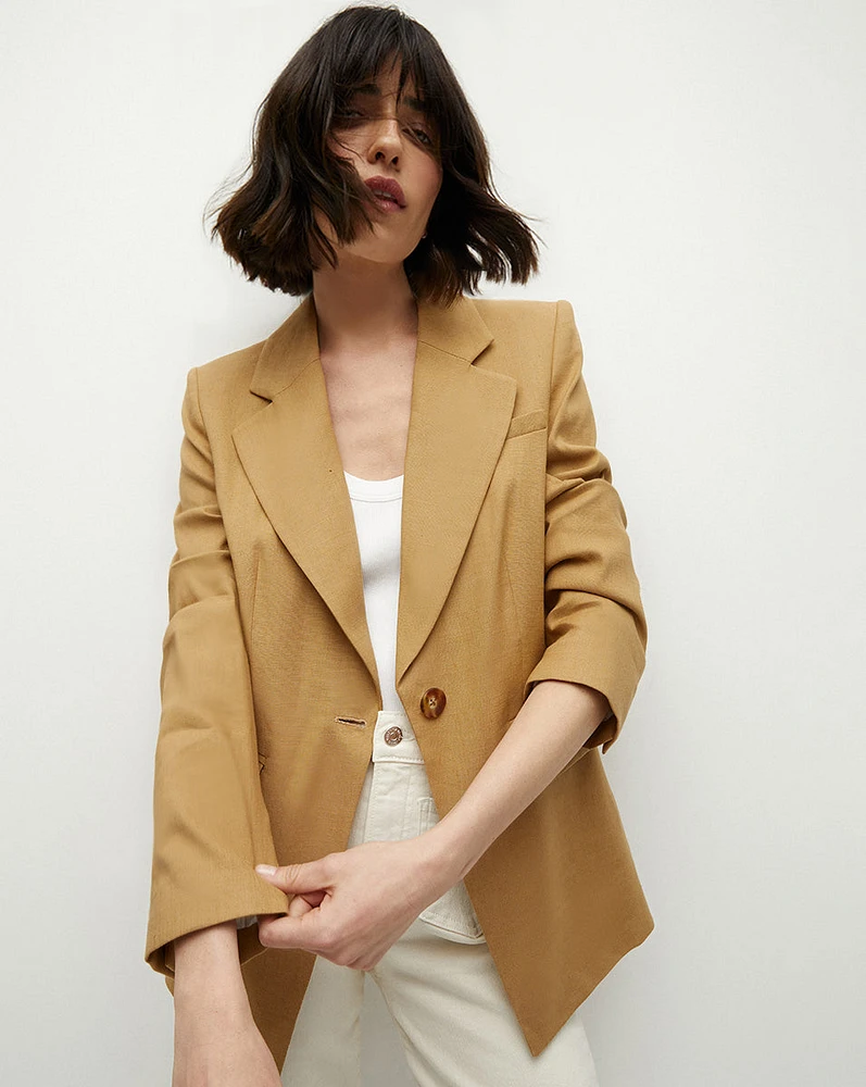 Hayward Khaki Linen Jacket | Relaxed Fit | Veronica Beard