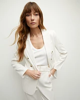 Bexley Stretch-Linen Dickey Jacket in Off-White | Veronica Beard