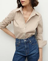 Amelia Button-Down Shirt in Acorn/White | Veronica Beard