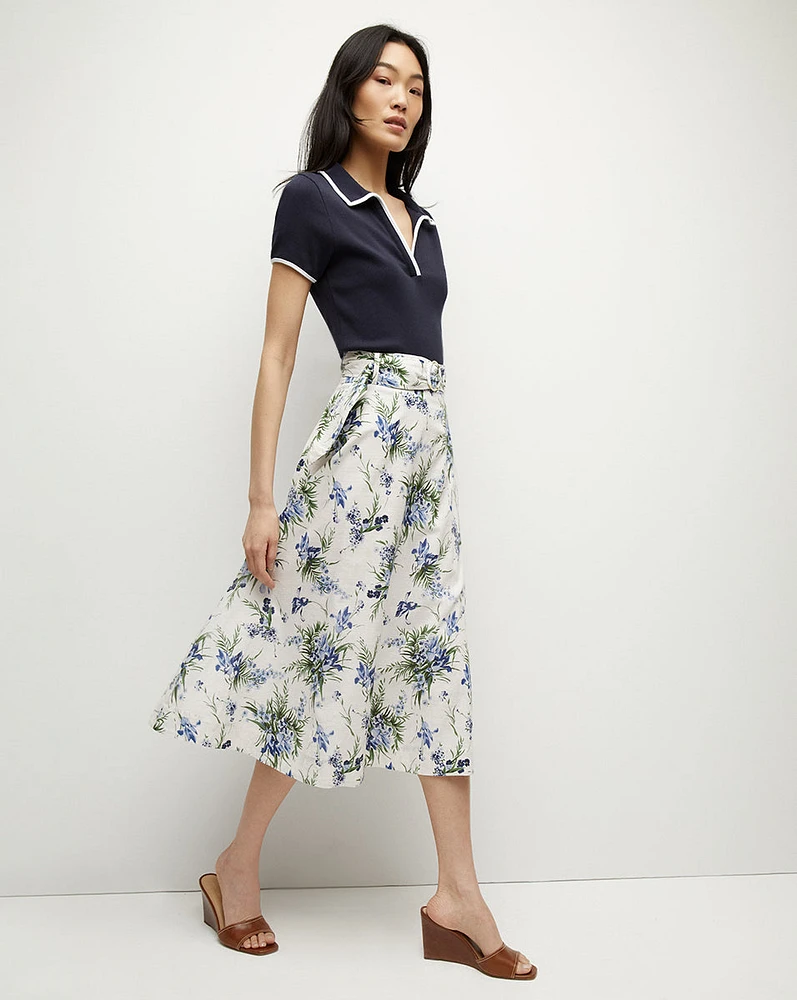 Arwen Cotton Skirt in Off-White Multi | Veronica Beard