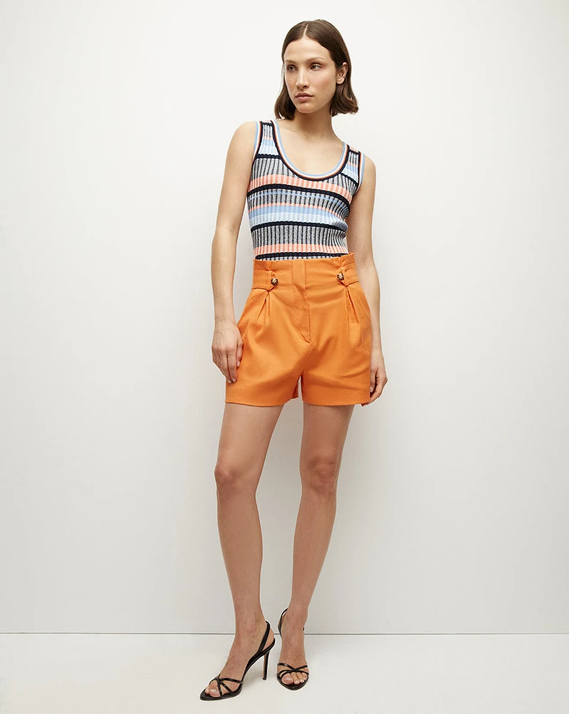 Franzi Stretch-Linen Short in Orange | Veronica Beard