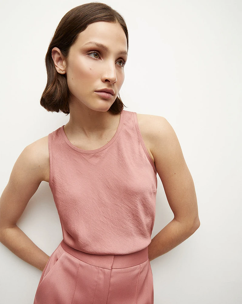 Sabrina Crepe Tank in Rose | Veronica Beard