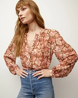 Ashlynn Silk Top in Deep Ochre Multi | Veronica Beard