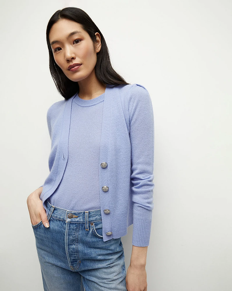 Solene Cashmere Cardigan in Hydrangea | Veronica Beard