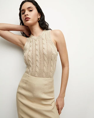 Jerrel Silk-Linen Tank in Stone Khaki | Veronica Beard