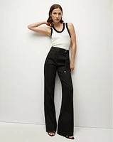 Cruz Stretch-Linen Pants in Black | Veronica Beard