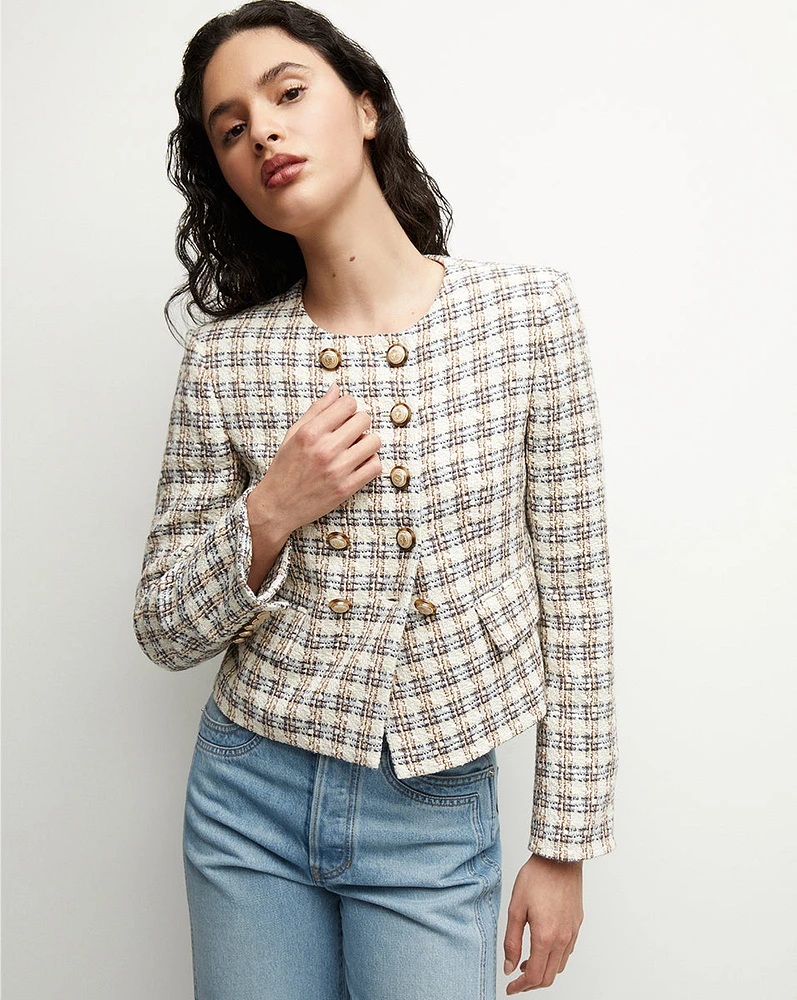 Bentley Tweed Jacket in Ivory/Camel | Veronica Beard