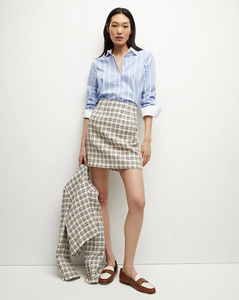 Roman Tweed Skirt in Ivory/Camel | Veronica Beard