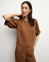 Margaret Matte Crepe Top in Deep Ochre | Veronica Beard